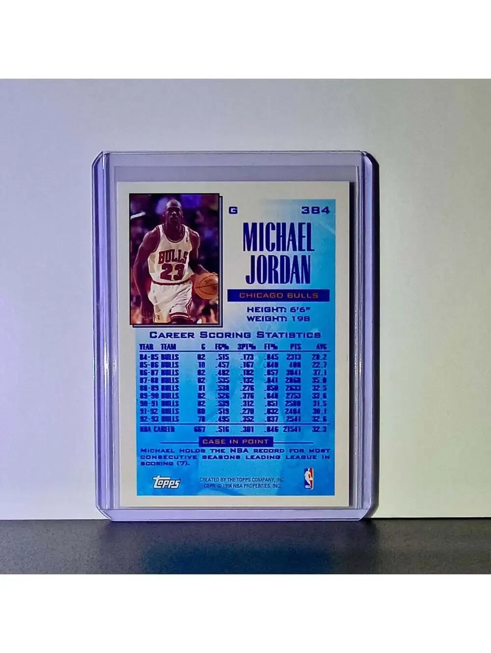 Michael Jordan 1993-94 Topps Reigning Scoring Leader #384 Card Chicago Bulls